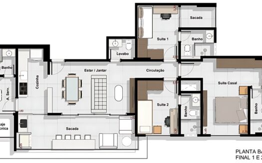Apartamento de 2 Suítes